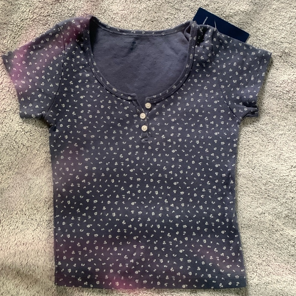 Blue Floral Brandy Melville Zelly Top (one size)